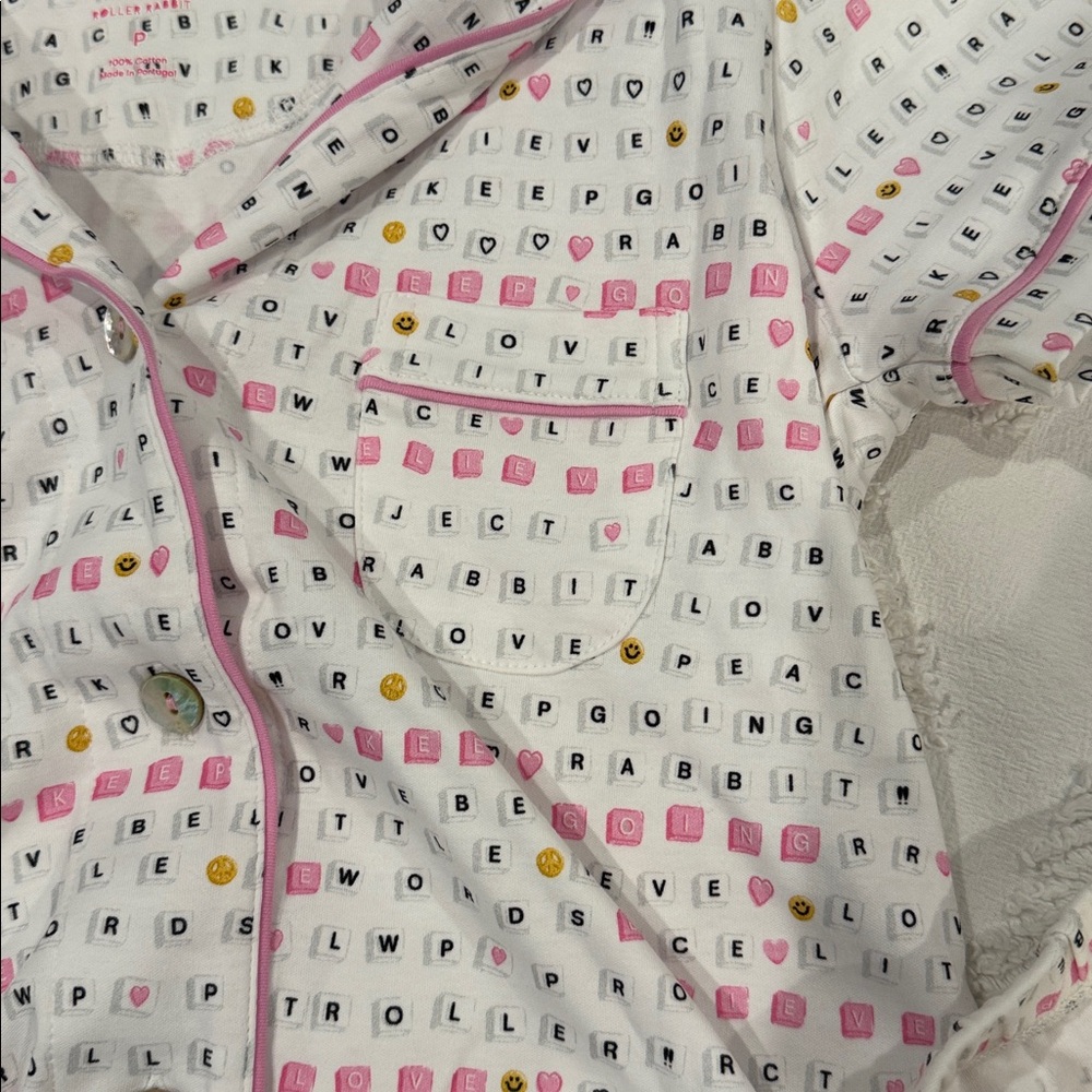 Brand new w/o tag Roberta Roller Rabbit White and Pink Kids Pajamas Never worn - Picture 6 of 8